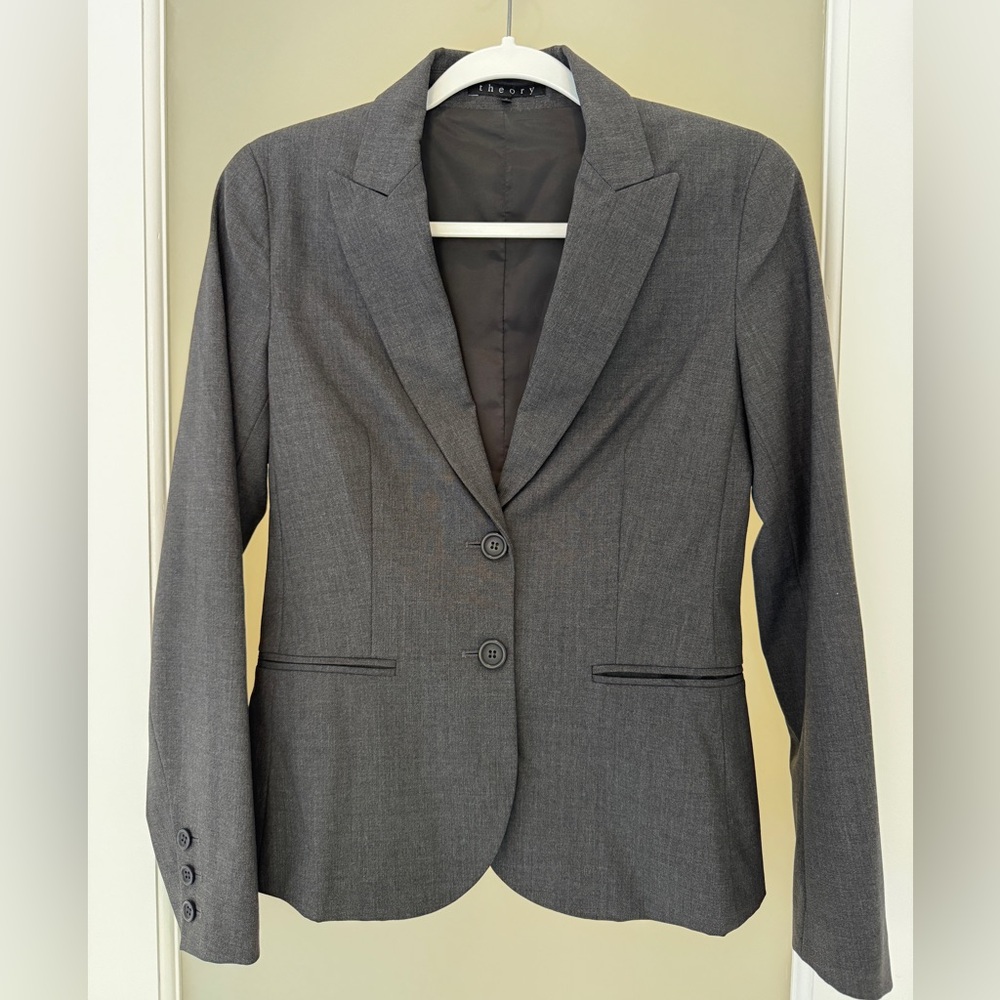 Theory Charcoal Grey Women's Tailored Blazer